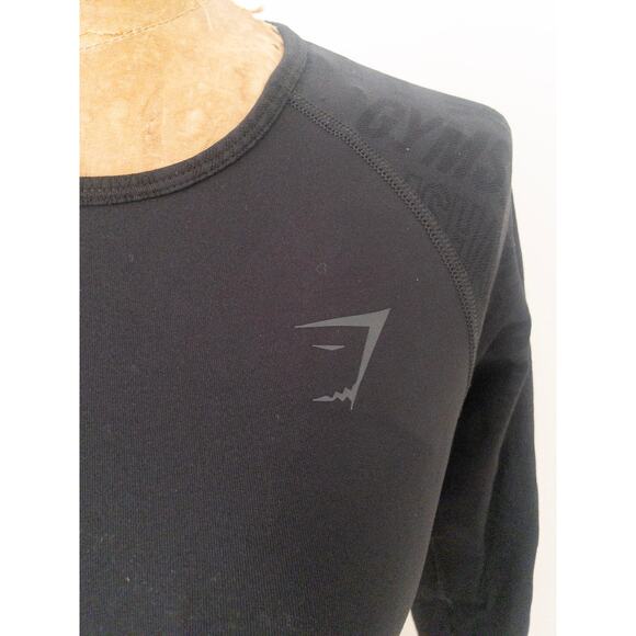 Gymshark Women's Vision Long Sleeve Crop Top Black Thumb Holes Size Medium - Picture 6 of 9